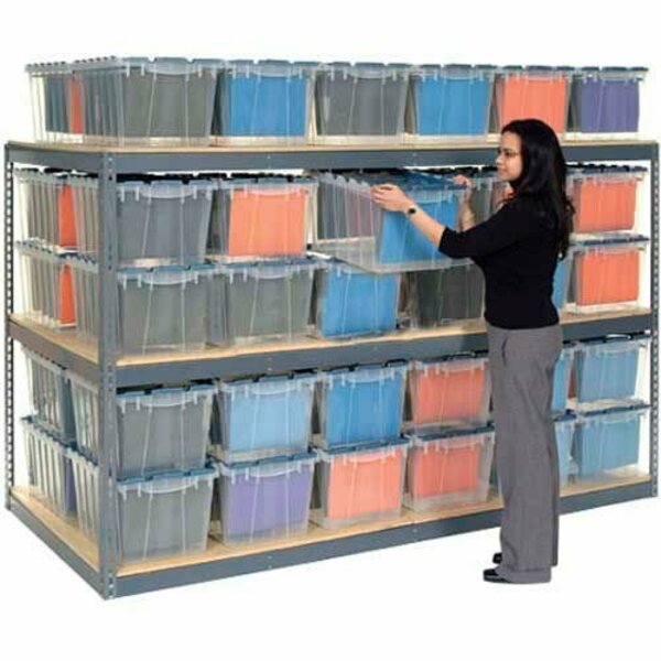 Global Industrial Record Storage Rack 48inW x 24inD x 84inH With Polyethylene File Boxes, Gray 607198GY
